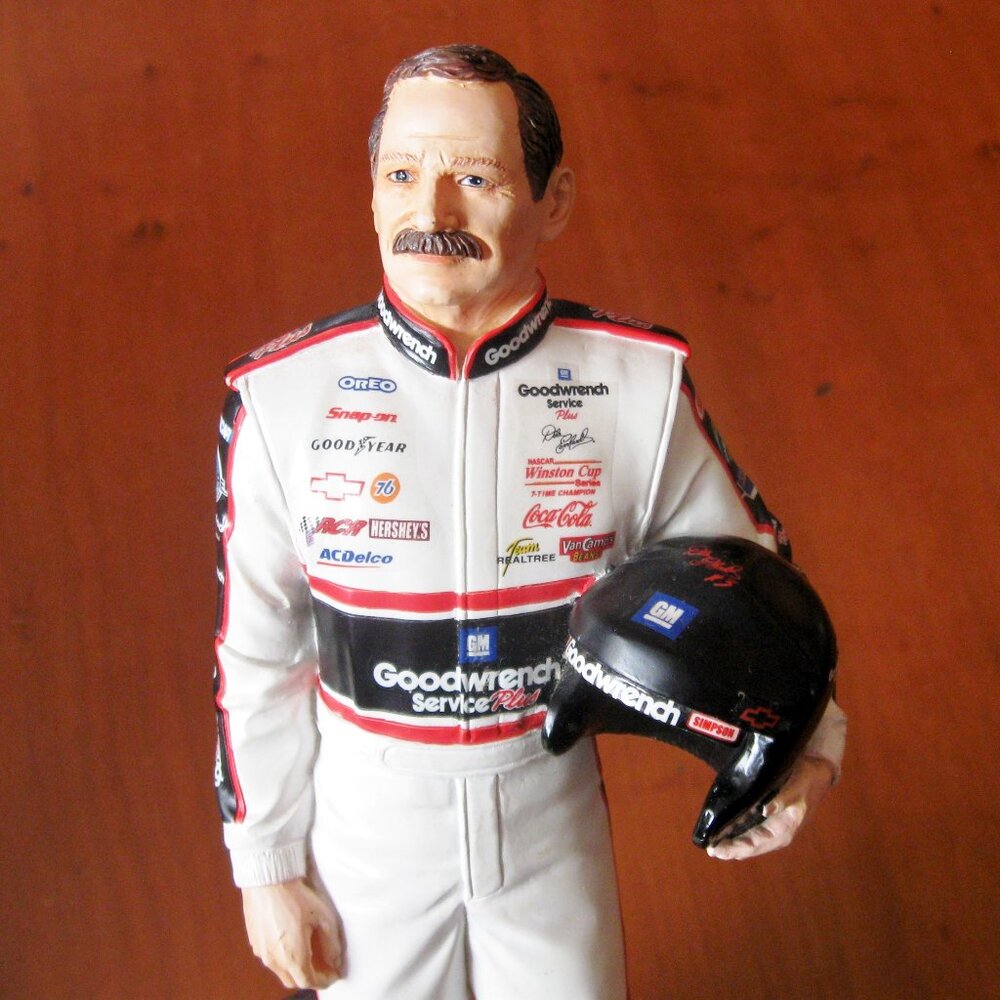 Vintage Dale Earnhardt Holding Helmet Figure 2001 NASCAR Collectible Auto Racing